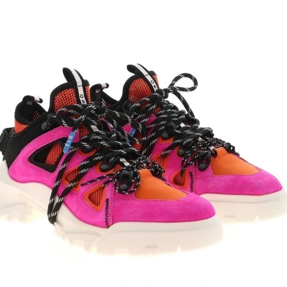 Alexander McQueen Orbyt Mid Sneakers 6.5 Fuchsia Orange summer luxe soft girl